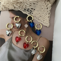 Origin Summer Statement Resin Love Heart Hoop Earings for Women Fashion Vintage Circle Dangle Earings Party Gifts Jewelry