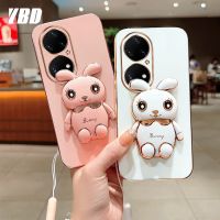 YBD เคสกระต่ายน่ารักสำหรับ Huawei P20 P30 P40 P50 Pro เคสโทรศัพท์โปรการ์ตูนฟรีสายคล้องเคสซิลิโคนแบบนิ่มแบบสามมิติ