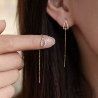 Drop Ear Line Long Hanging Earrings For Women Rose Gold Color Zircon Crystal Piercing Threader Earring Ear Accessories Jewelry