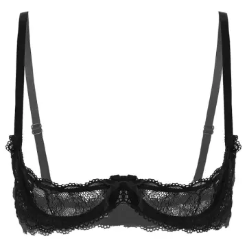 Womens See Through Mesh Bra Top Open Cups Lingerie Braltte Underwired  Brassiere