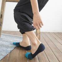 Mens Invisible No Show Liner Cotton Socks With non-slip at heel