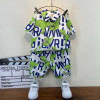 Boys Summer Suit 2023 New Stylish Baby Fashionable Short-Sleeved Clothes Trendy Childrens Shirt Two-Piece Set