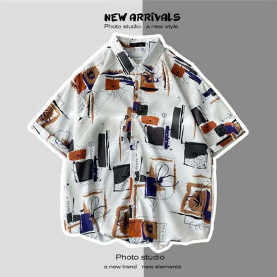เสื้อเชิ้ตชาย เสื้อเชิ้ตการ์ตูนญี่ปุ่น เสื้อฮาวาย เสือฮาวายชาย 2021 New