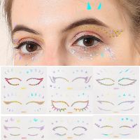 Laser Gem Diamond Eyeliner Stickers  Face Laser Makeup Sticker Acrylic Diamond Sticker Rhinestone Face Stickers for Women Men Music Festival Makeup