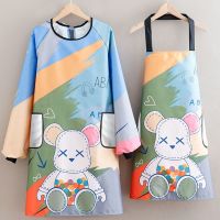 (Baixiang Flower City)  ☜◇ Han Edition Waterproof Oil Overalls 2023 New Cartoon Long-Sleeved Cooking Apron Female Household Kitchen Overall Personality