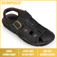 Sandal Nam Da Bò Cao Cấp SUNPOLO SDA020 Có Size 44, 45