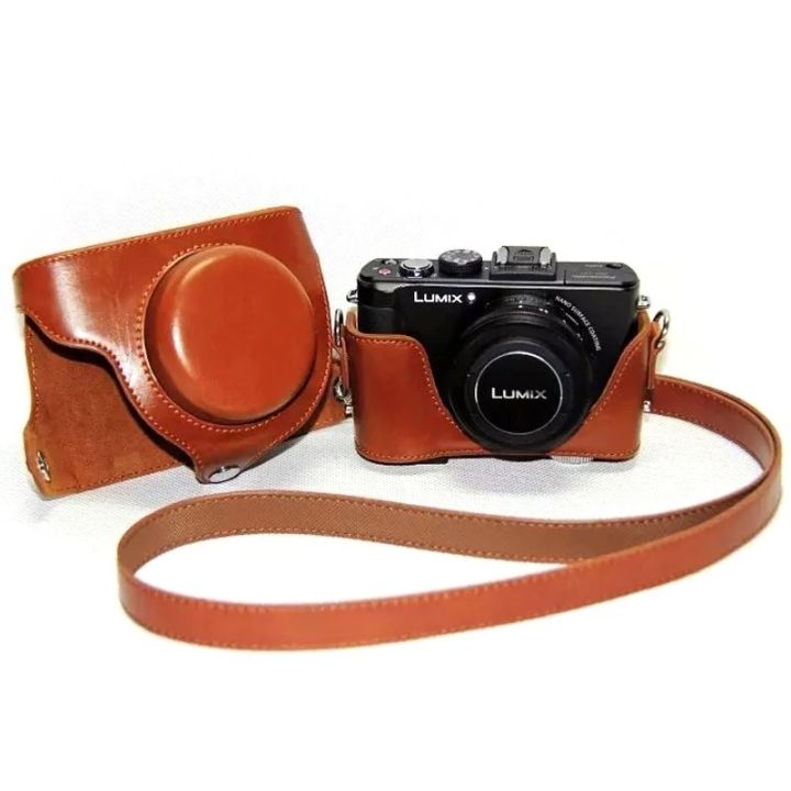 pu-leather-case-bag-for-panasonic-lumix-dmc-lx7-lx7-lx5-lx3-protective-bottom-cover-shoulder-strap-camera-video-hard-bag