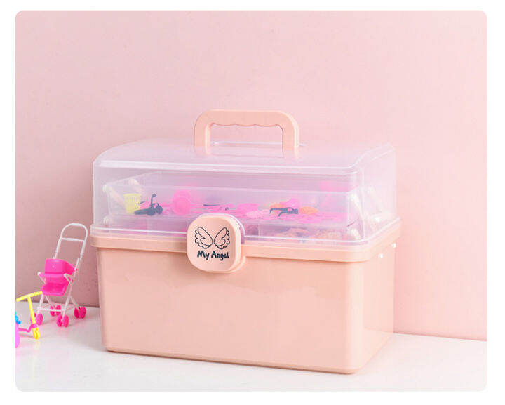 Transparent Pink Hair Accessories Storage Box home jewellery box Portable Multifunction Big Extra Transparent Pink Hair Accessories Storage Box home jewellery box Portable Multifunction Big Extra