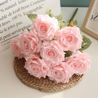 ◙▣✲ Silk Pink Rose Bouquet Artificial Roses Wedding Bride with Flower Home Living Room Bedroom Garden Flower Arrangement Decoration