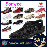 Sonwee Shoes ? รองเท้าแตะแบบถัก? KENEN สไตล์ลำลอง ผู้ชาย รองเท้าแตะชายหาด สำหรับผู้หญิง (หลากสี) รองเท้าแตะแบบผูกเชือก 35-48 （ขนาดมาตรฐานขนาด）