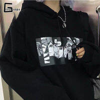 LIVE GREAT เสื้อกันหนาวทรงหลวมๆคลุมด้วยผ้าสีเข้มสไตล์เกาหลีPullover Hoodieแจ็คเก็ตอินเทรนด์สำหรับผู้ชาย