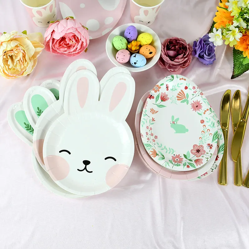 8Pcs Paper Plates Carrot Shape Cartoon Disposable Vegetable Tableware Thick  Paper Trays Dishes Happy Easter Day