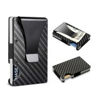 Carbon Fiber RFID Slim Card Holder Large Capacity Multi Card Bag Mens Short Wallet Money Clip Small Bank Credit Card Cover