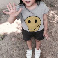 【cw】2022 Summer Kids Boys Girls Funny Grahpic Design Smiley Face T-Shirts Toddler Cotton Short Sleeve Tee Tops Children Cute Tee