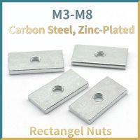 10/ 50pcs Square Nut  Rectangular Nuts Thin Slider Block Nuts Zinc-Plated Carbon Steel Aluminum Profile Accessory M3 M4 M5 M6 M8 Hand Tool Parts Acces