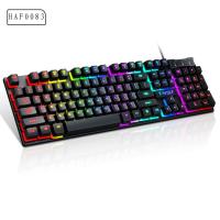 HAF0083 แล็ปท็อปพีซี Gamer 1ชิ้น Backlit แกนเครื่องกล กันน้ำครับ เปล่งแสง อุปกรณ์ต่อพ่วงคอมพิวเตอร์ แป้นพิมพ์แบบมีสาย USB คีย์บอร์ดเกมมิ่ง แป้นพิมพ์เครื่องกล แป้นพิมพ์104คีย์