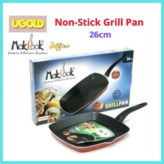MAKCOOK Zaffiro 26cm Non Stick Grill Pan Italian Design Kuali UGOLD Lazada