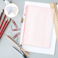 ∋♗ 5 Pcs Morandi File Zipper File Pouches Papers Bag Pouches Mesh Document Storage Clear Plastic Holder Office