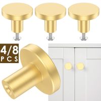 /8Pcs Cabinet Knobs Antique Solid Brass Cupboard Door Knob Round Pure Copper Dresser Knob Single Hole Center Drawer Handle Knob Door Hardware Locks