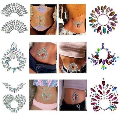 【YF】 3D Crystal Belly Button Stickers Dance Glitter Rhinestone Decoration Body Temporary Tattoo Sticker