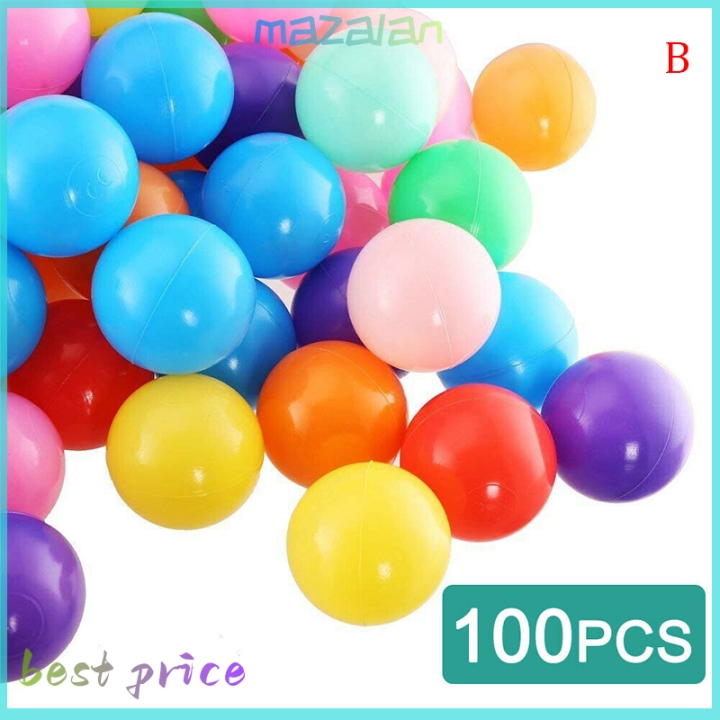 mazalan-100-200pcs-ลูกพลาสติกที่มีสีสัน-pit-balls-crush-proof-ocean-ball-เกมของเล่นเด็ก