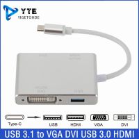 ♀▬ 4 in 1 4k USB 3.1 TYPE C to VGA DVI USB 3.0 HDMI-compatible Adapter Cable For Laptop Projector Projector USB C HUB Splitter