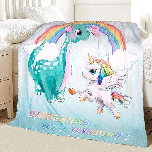 cw-unicorn-riding-ferocious-throw-blanket-and-jurassic-tyrannosaurus-soft-gifts