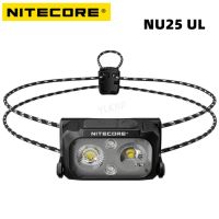 NITECORE NU25 UL USB-C ไฟหน้าชาร์จได้400ลูเมนไฟคาดศีรษะลำแสงคู่แสงสีขาวไฟสีแดงแบตเตอรี่ในตัว