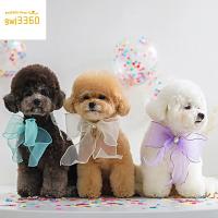 เครื่องประดับสัตว์เลี้ยง GWJ3360 Teddy Ribbon กระเป๋าสามเหลี่ยมผ้าพันคอเด็กผ้าซับน้ำลายเด็กสุนัขเข็มกลัดแฟชั่นสตรีหมวกแต่งงาน