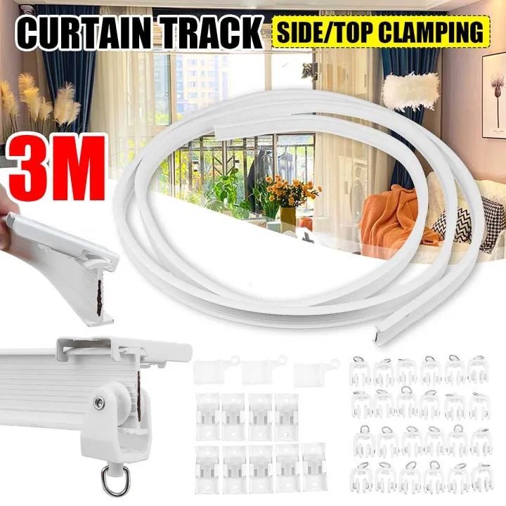10Ft 3M Flexible Ceiling Curtain Track Glides Kit Plastic Bendable