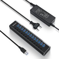 【LZ】□  RSHTECH-USB Hub com adaptador de energia 13 em 1 DC 12V 6A 5Gbps 13 portas USB 3.0 Hub para acessórios de computador