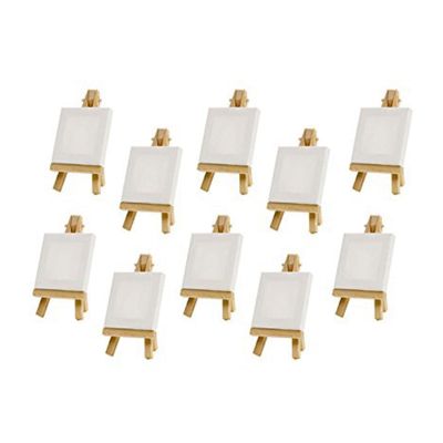 10 Sets Mini Display Easel With Canvas 8X8Cm Wedding Table Numbers Painting Hobby Painting Craft Diy Drawing Small Table Easel Gift