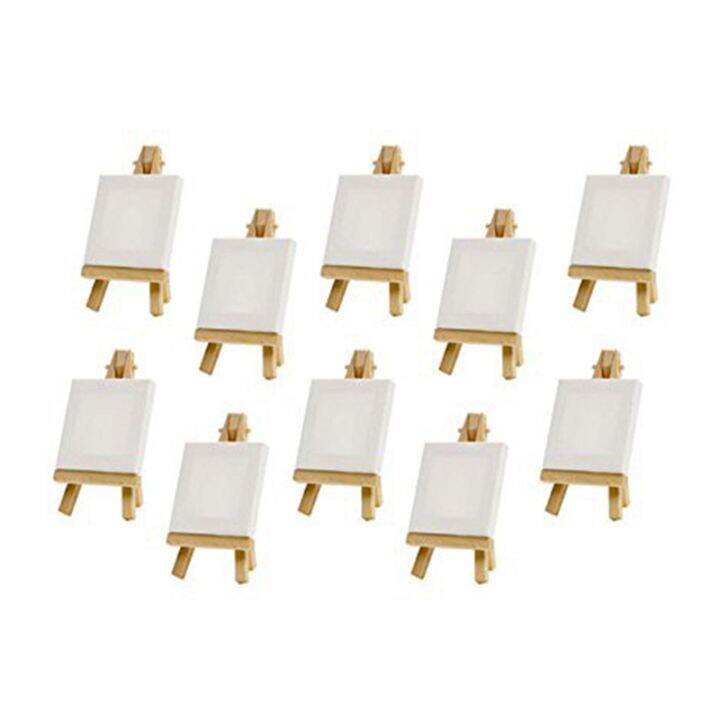10 Sets Mini Display Easel With Canvas 8X8Cm Wedding Table Numbers Painting Hobby Painting Craft