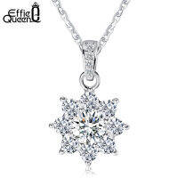 Effie Queen Genuine 925 Sterling Silver Necklace Snowflake Crystal CZ Pendants Gift for Women Wedding Party BN44