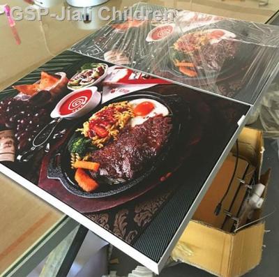 กำลังสองหน้า♨Quadro Do Cartaz Para A Caixa De Luz Tela Exibição Alimentos Restaurante O Sinal Iluminado Borda Diodo Emissor