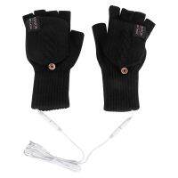 USB Electric Heated Gloves 2-Side Heating Convertible Fingerless Glove Mittens Adjustable Cycling Skiing Gloves