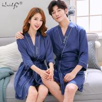 Female Silk Kimono Robe Lovers Couple Nightgown Bath Gown Sleepwear Men Large Nightwear Soft Bathrobe Oversized Satin Nightgown