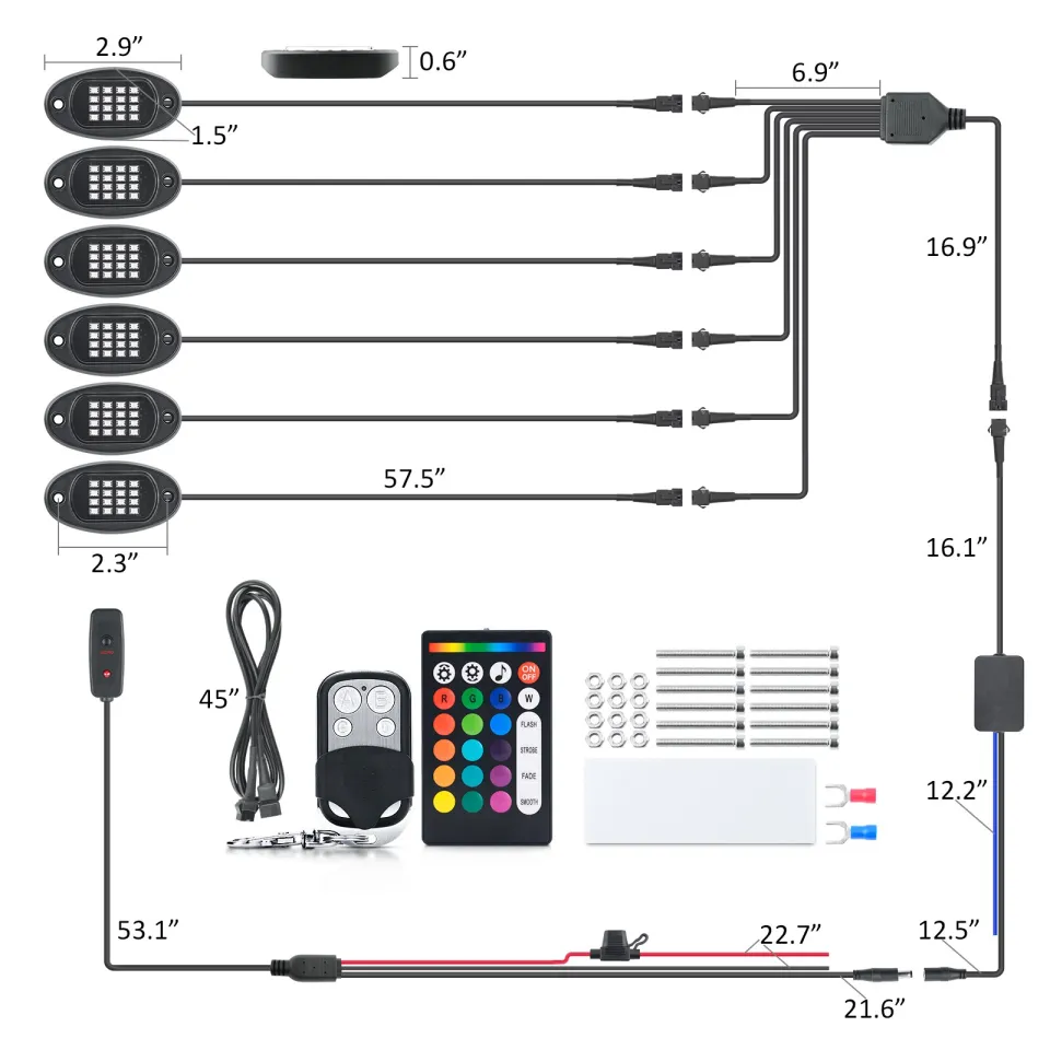 MICTUNING RGB Rock Lights RF Remote Control Multicolor Neon Underglow