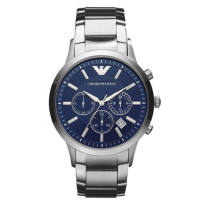 นาฬิกา Emporio Armani Classic Chronograph สีน้ำเงินเข้มหน้าปัดสีน้ำเงินนาฬิกาผู้ชาย Jam Tangan Lelaki AR2448