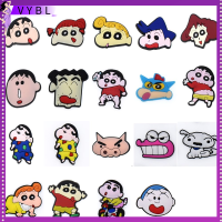 VYBL 1PC/19PCS น่ารัก สำหรับเด็ก รูรองเท้าตกแต่ง อะนิเมะญี่ปุ่น หัวเข็มขัดรองเท้า ที่ห้อยรองเท้า เครยอนชินจัง