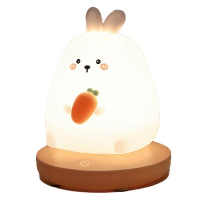 Bedroom Night Light for Children Cute Animal Pig Rabbit LED Silicone Lamp Touch Sensor Dimmable Rechargeable