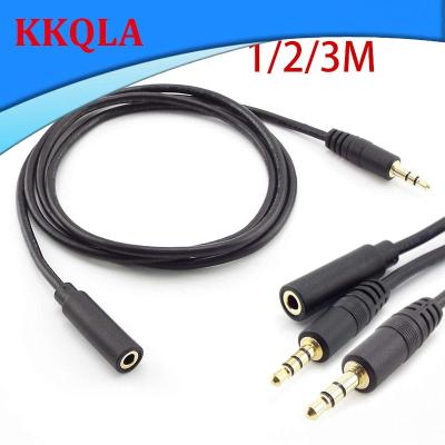QKKQLA 3.5mm 3 4 Pole Audio Male to Female Male AUX Jack Extension Stereo Cable Headphone Car Earphone Speaker Audio Cord