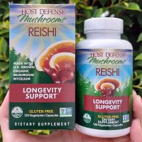 เห็ดหลินจือแดง ออแกนิค Organic Reishi Longevity Support 120 Vegetarian Capsules (Host Defense® Mushrooms™) เห็ดหลินจือสกัด