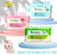 KHĂN GIẤY ƯỚT YUNIKU 20 TỜ MINI TIỆN LỢI BỎ TÚI Hương Phấn Hương Lài Hương