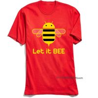 Custom Design T-Shirts Men Tshirt Let It Bee Printed Streetwear Short Sleeve Lovers Day Tops Tees Funky 100% Cotton T Shirt Red