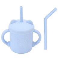 Baby Learner Sippy Cup With Straws Lid Silicone Tolders Feeding Drinkware Bottle With 2 Handles Cup Anti-Slip And Safe