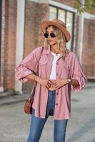 ZZOOI Jacket Coat Corduroy clothing T-Shirts Casual Long Sleeve Button Down Drop Shoulder Blouses Tops 2023 Women Denim Jackets Spring