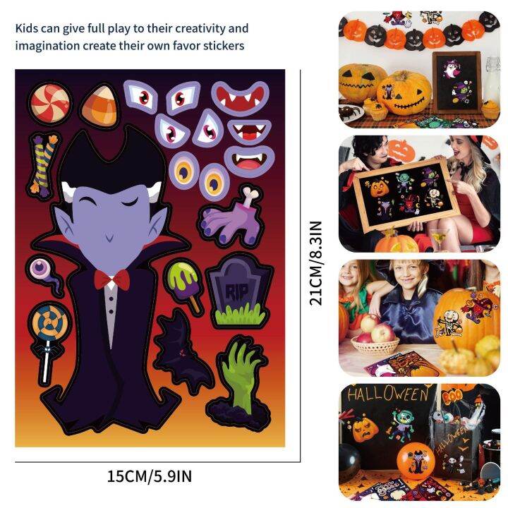 new-horror-halloween-sticker-toys-anime-vampire-witch-pumpkin-diy-sticker-decoration-gifts-halloween-puzzle-sticker-for-kids