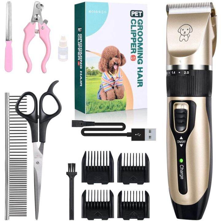 Professional Dog Razor Grooming Kit LowNoise Cordless Timmer with Comb