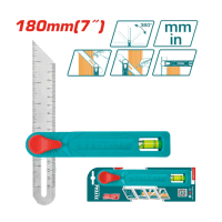 TOTAL ไม้บรรทัดวัดมุม ปรับเลื่อนได้ ขนาด 6 นิ้ว รุ่น TAHS181511 (Angle Square) ฉากเป็น ฉากวัดมุม ฉากช่างไม้